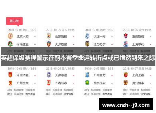 英超保级赛程警示在前本赛季命运转折点或已悄然到来之际